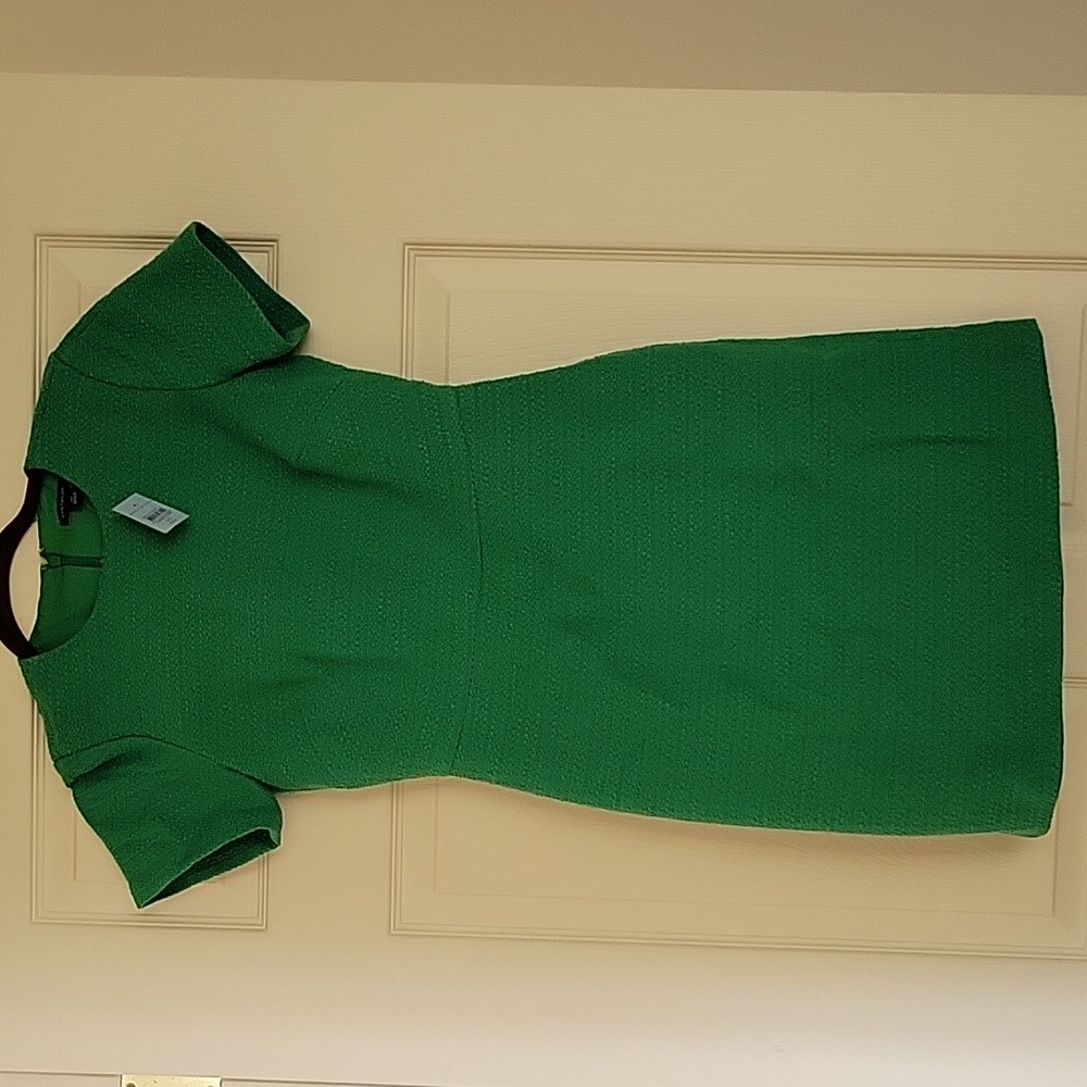 NWT Ann Taylor Green Tweed Sheath Dress
